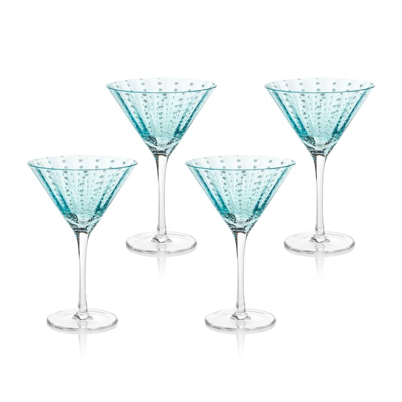 Pescara White Dot Martini Glasses, Set of 4