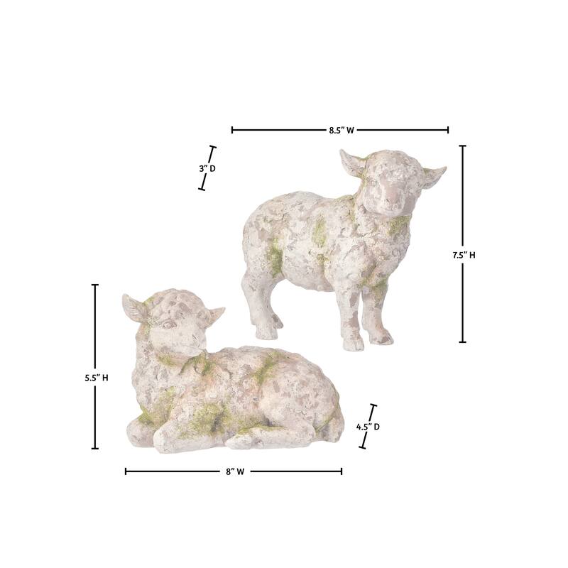 8.5" Resin Mossed Sheep Set of 2