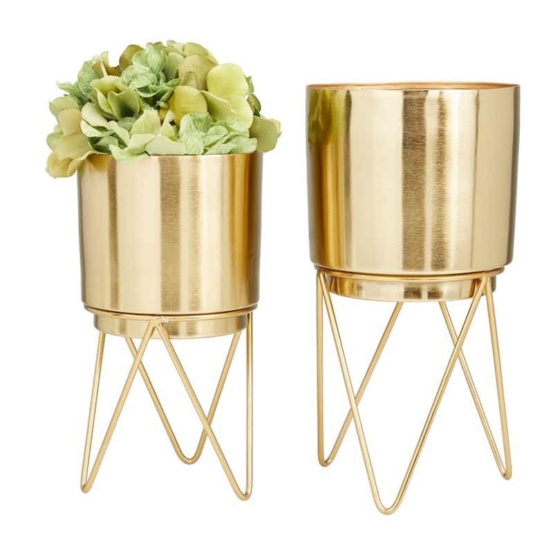 CosmoLiving by Cosmopolitan Metal Modern Planter (Set of 2) - S/2 12", 10"H