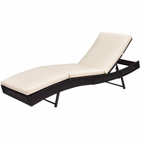 Gymax outdoor patio adjustable sun bed shop wicker lounge chair