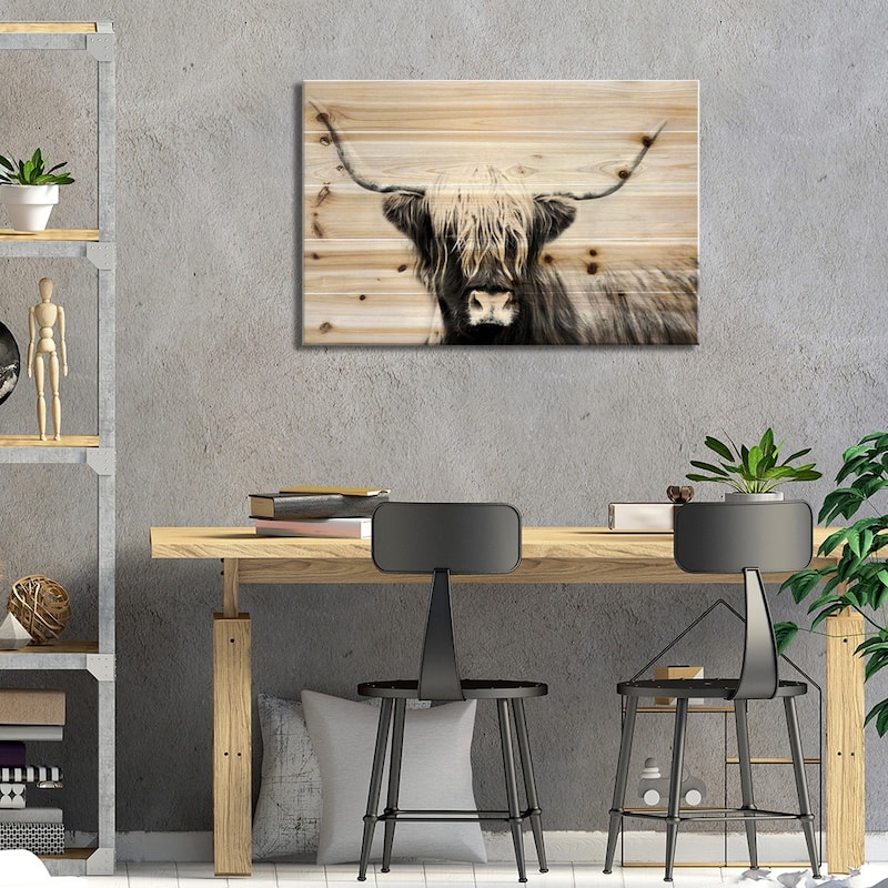 Highland Longhorn Print On Wood by Danita Delimont - Multi-Color