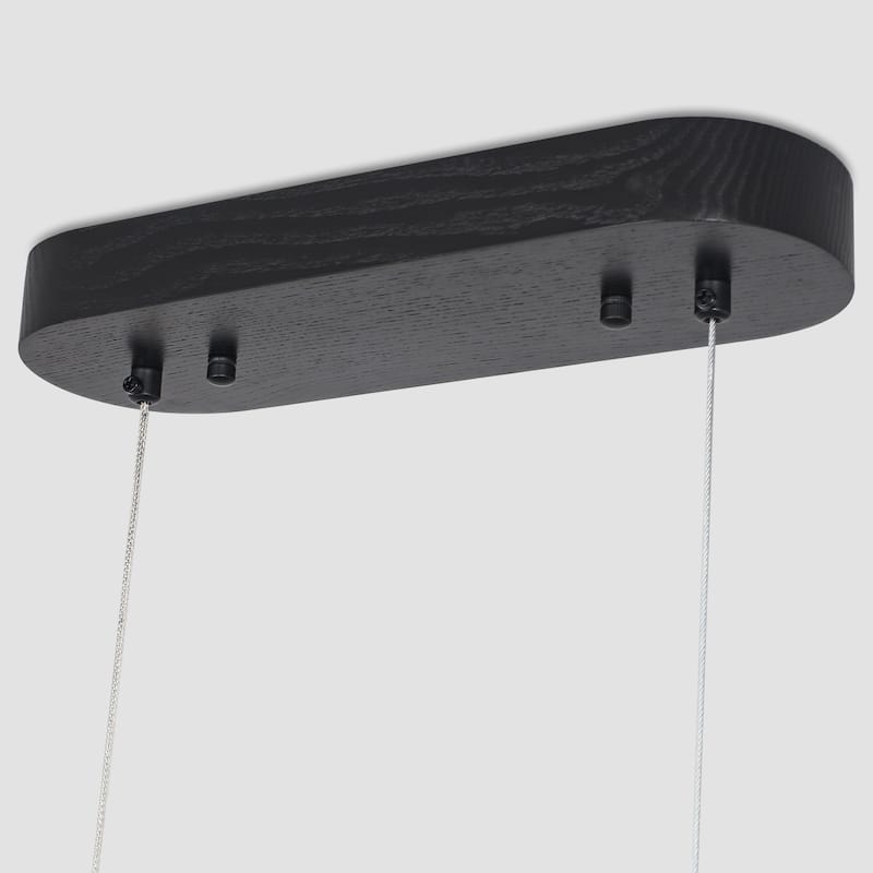 Starsky 1-Light Farmhouse Rustic Wooden Linear Pendant Integrated LED 3000K Kitchen Island Lights