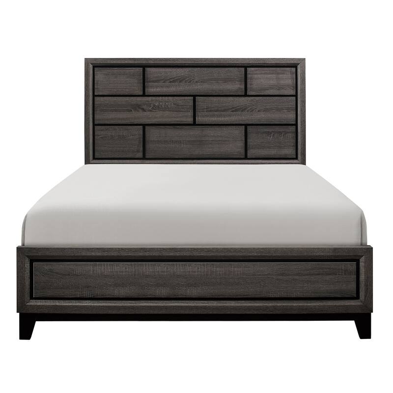 Queen Size Modern Gray Finish Bed with Headboard and Footboard