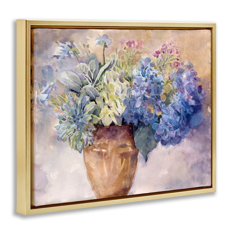 Stupell Purple Hydrangea Painting Framed Floater Canvas Wall Art Design by Evelia Designs