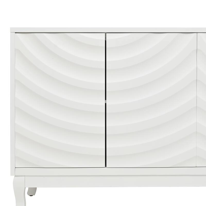 Modern Elegant Sideboard with 4 Doors, Height Adjustable, for Study, Entryway, and Living Room, White