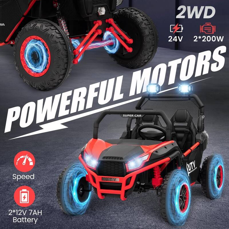 24V Kids Electric Car, 2-Seater UTV Off-Road
