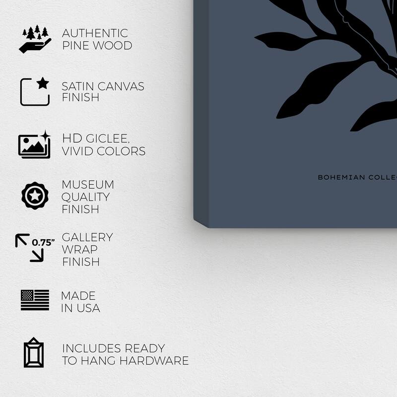 Wynwood Studio Canvas Floral and Botanical Plants of the Bohemian Collection Black Modern & Contemporary Wall Art Canvas Print