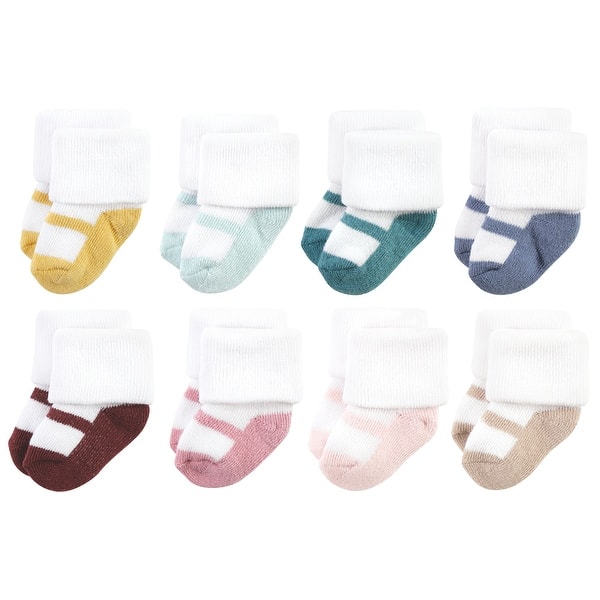 slide 1 of 1, Hudson Baby Infant Girls Cotton Rich Newborn and Terry Socks, Soft Earth Tone Shoes Soft Earth Tone Shoes - 0-6 Months