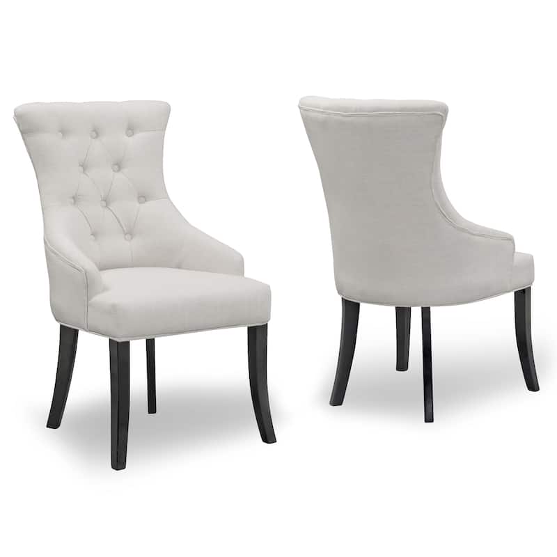 Set of 2 Alei Beige Fabric Dining Chair Wing Chair with Tufted Buttons - Beige