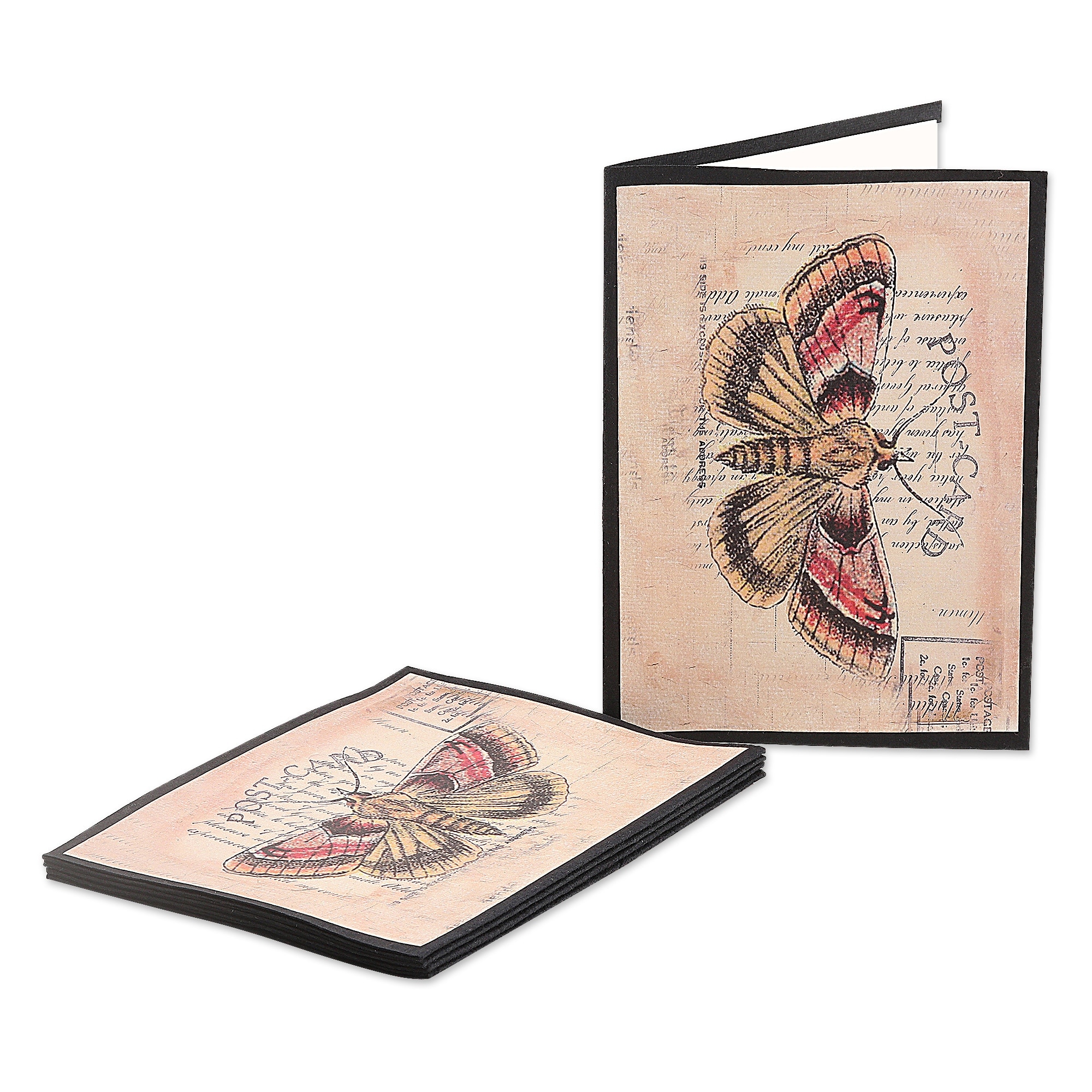 Novica Handmade Fluttering Bliss Handmade Paper Greeting Cards (Set Of 5)