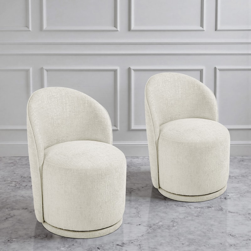 Upholstered Swivel Dining Chair Armless Barrel Chair