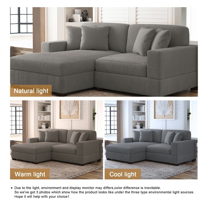 Corduroy Modular Couch Sectional Chaise Lounge Sofa