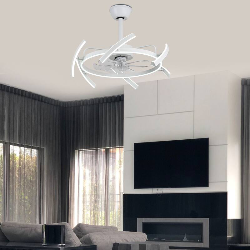 Oaks Aura DeClue 24in. 6 DIY-Shape Smart Ceiling Fan with Light,Cyberpunk Futuristic 6-Speed Quiet Ceiling Fan w/ Remote