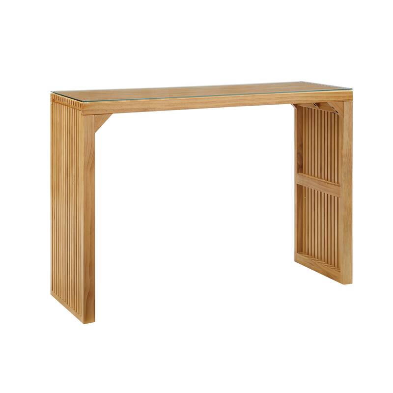 Versatile Wood Dining Bench and Table Set with Tempered Glass Top