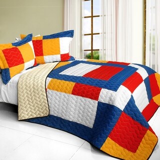 Rock Paper Scissors 3PC Vermicelli - Quilted Patchwork Quilt Set (Full ...