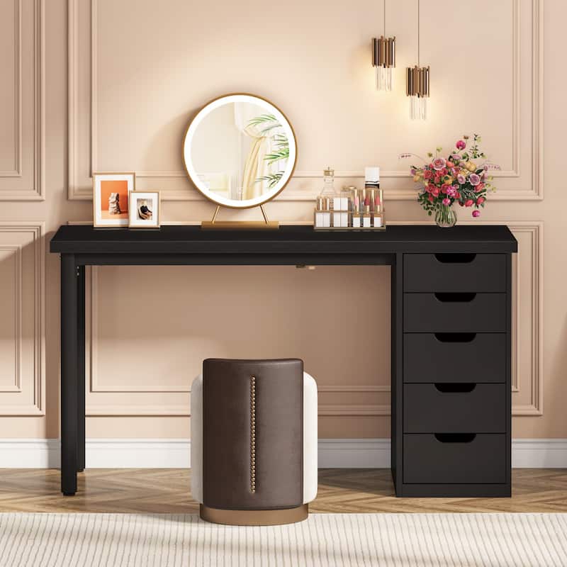 Vanity Desk with 5 Drawers, Modern Makeup Desk with Mulitple Storage, Gifts for Christmas