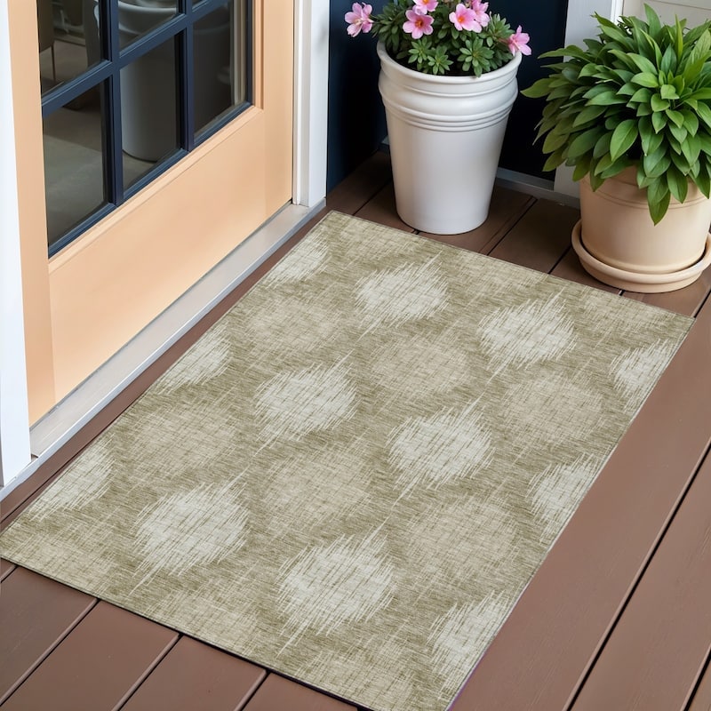 HomeRoots Ikat Transitional Rectangle Outdoor Rug - 3' x 5'