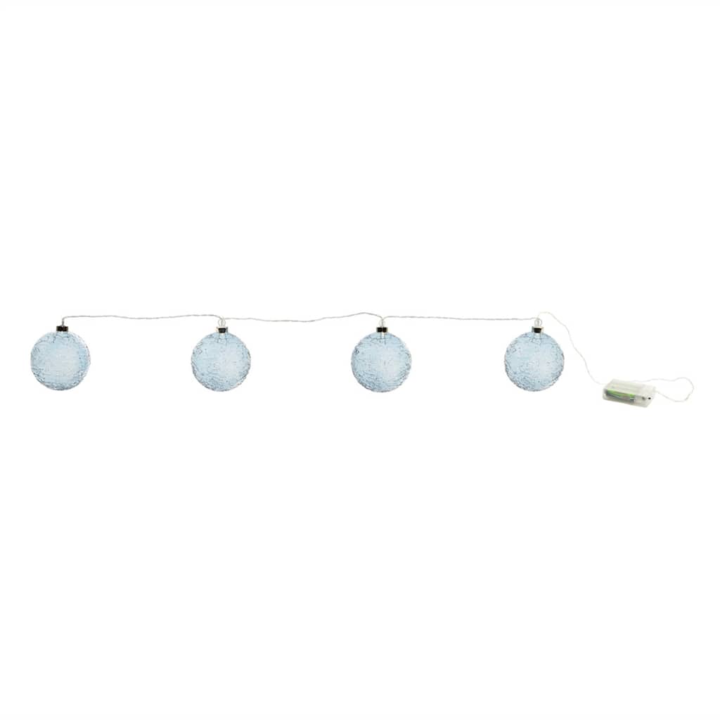 LED Lighted Crackle Glass Ball Ornament Christmas Lights - Blue - 4 ct