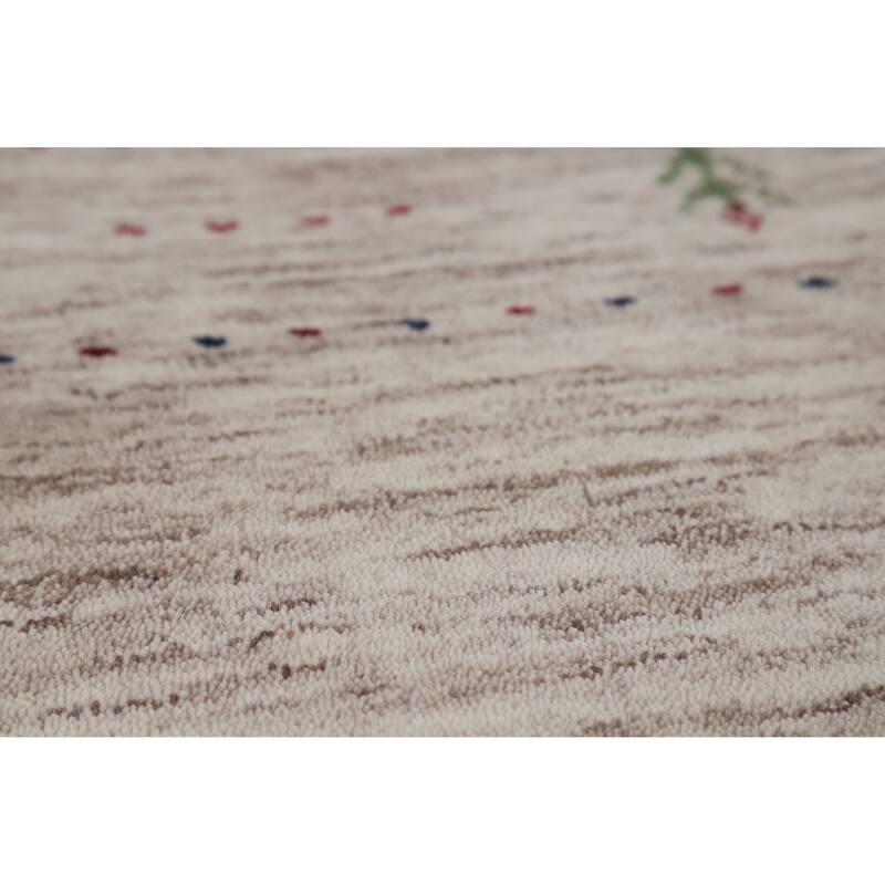 Hand Knotted Oriental 100% Wool Carpet Tribal Animal Pictorial Beige & Ivories Gabbeh Area Rug - 5' 9'' X 4' 0''