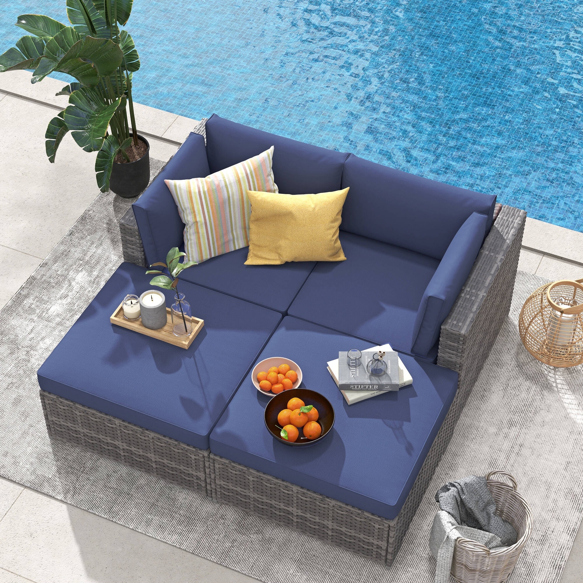 Outdoor loveseat and ottoman set outlet