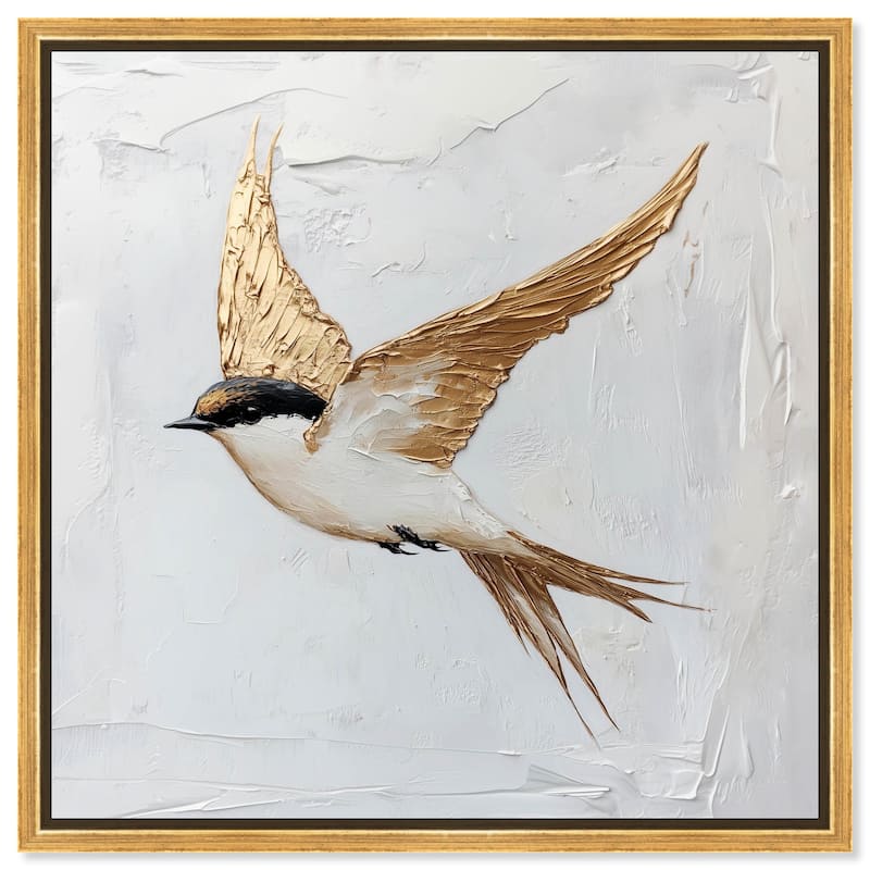 Simple Golden Swallow Canvas by Art Remedy - Gold - 16" x 16"