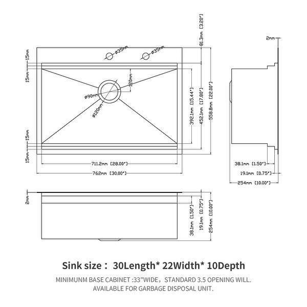 Kitchen Sink 30 in. Kitchen Sink Dropin Single Bowl Stainless Steel