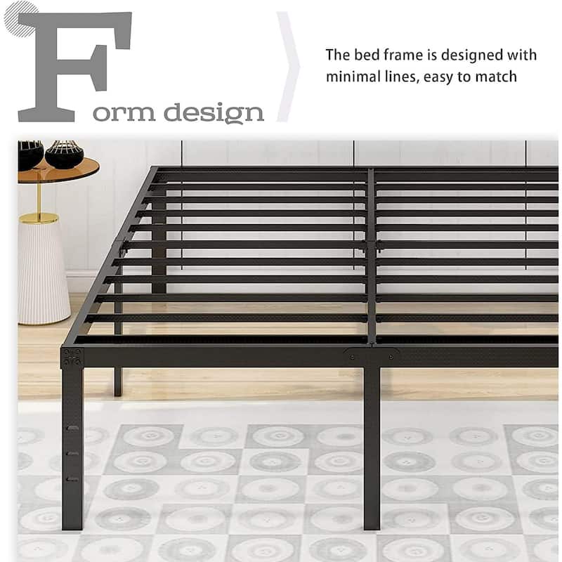 alazyhome 14 inch Metal Platform Bed Frame Steel Slat