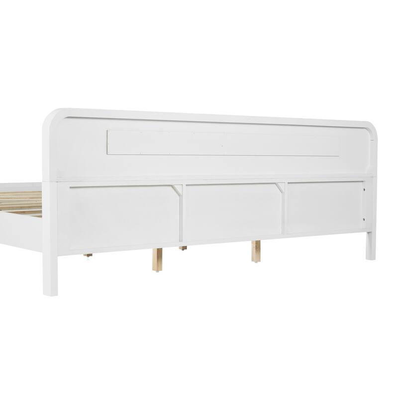 Pine Solid Wood King Size Bed, Solid And Stable, No Box Spring Needed