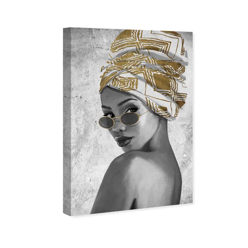 Wynwood Studio Fashion and Glam One of her Headresses Gold and Metallic Gold Glam Wall Art Canvas Print