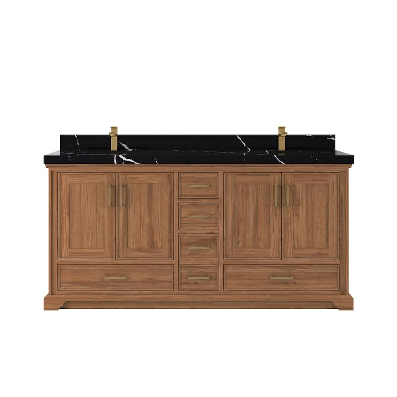Willow Collections 72 in. W x 22 in. D Charlotte Teak Double Sink Bathroom Solid Teak Vanity with Countertop
