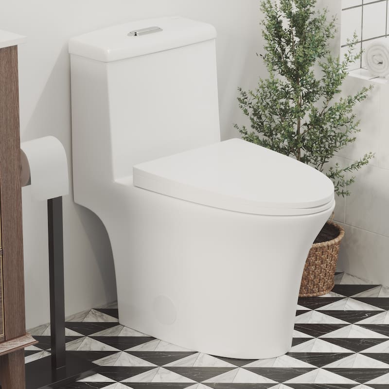Poitiers One Piece Elongated Dual Flush Toilet 1.1 / 1.6 Gpf - 27.2" x 14.95" 28.95"