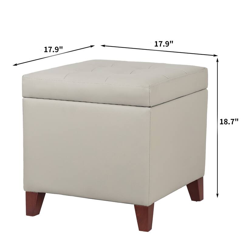Adeco Bonded Leather Square Tufted Cubic Cube Storage Ottomans