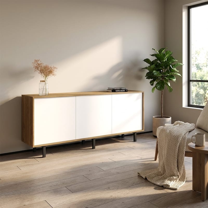 Meble Furniture Apollo 3D Sideboard Buffet Credenza 66.1W x 13.8D x 28.4H Modern European