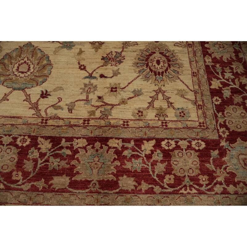 Hand Knotted Oriental 100% Wool Carpet Traditional Floral Beige & Ivories Chobi-Peshawar Area Rug - 11' 6'' X 8' 9''