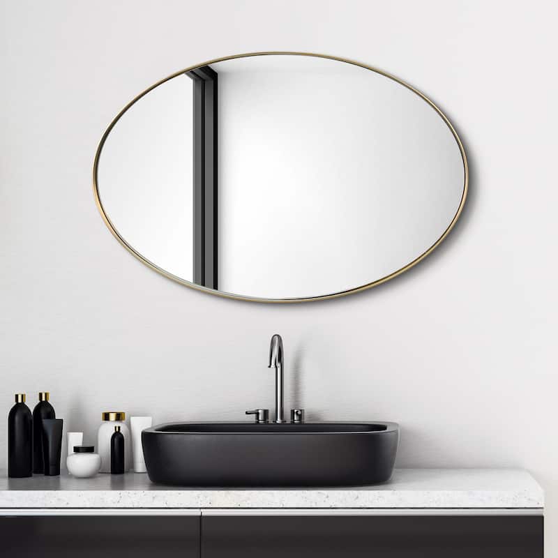 Ultra Stainless Steel Oval Wall Mirror- 24"x36"