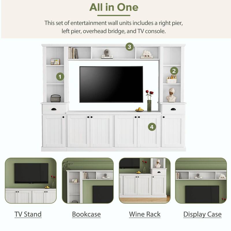 Minimalist TV Stand and Wall Unit Set with Ample Storage Space, Adjustable Shelves