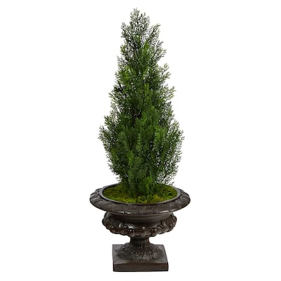3.5' Mini Cedar Artificial Pine Tree in Iron Colored Urn - 12.5"