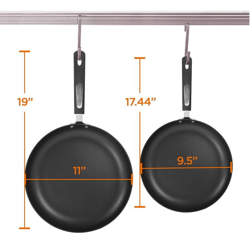 CH-AP2 2-Piece Hard-Anodized Non-Stick Fry Pan Cookware Set, Black
