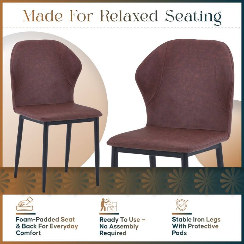 Mosaic Modern Fabric Upholstered Accent Dining Chair With Metal Legs & Curved Backrest Side Chair for Home or Office (Set of 4)