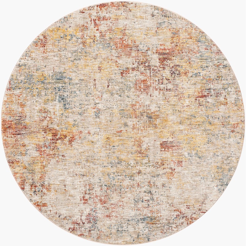 Livabliss Casual Naila Abstract Area Rug - 6'7" x 6'7" Round - Rust/Gold