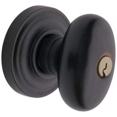 Baldwin Egg Style Keyed Entry Door Knob Set with Classic Rosette the