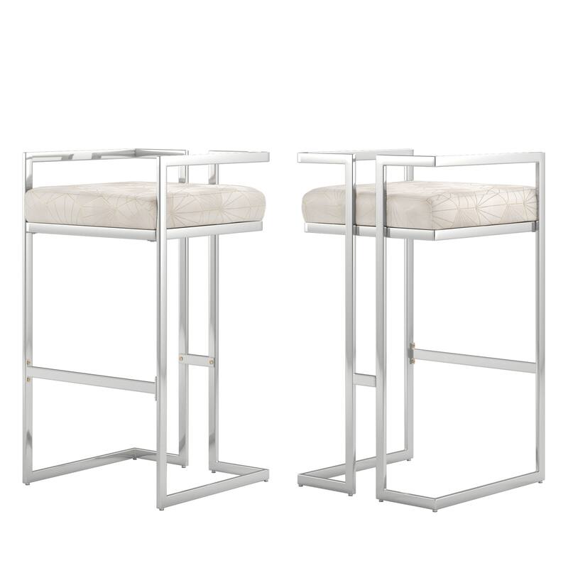 Tanner Velvet Upholstered Chrome Finish Metal Barstool (Set of 2) by iNSPIRE Q Bold