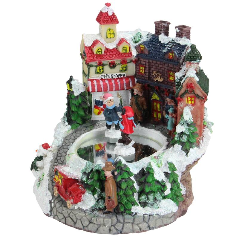6.5" Animated Victorian Street Gift Shoppe Winter Christmas Music Box