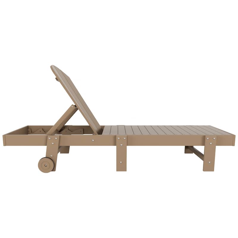 Polytrends Laguna Hdpe All Weather Outdoor Patio Pool Reclining Armless Chaise Lounge With Wheels