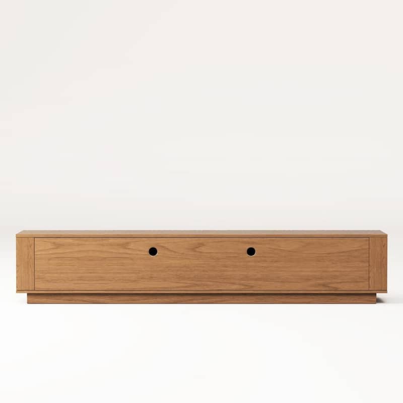 86.6" Modern Walnut TV Stand with Grille Doors & Storage for 90" TVs - 86.6"Wx15.9"Dx17.5"H