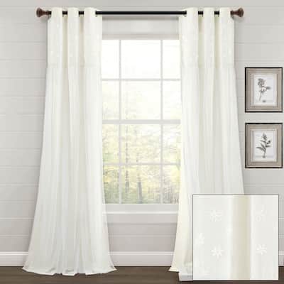 Lush Decor Dylin Flower Embroidery Window Curtain Panel Single