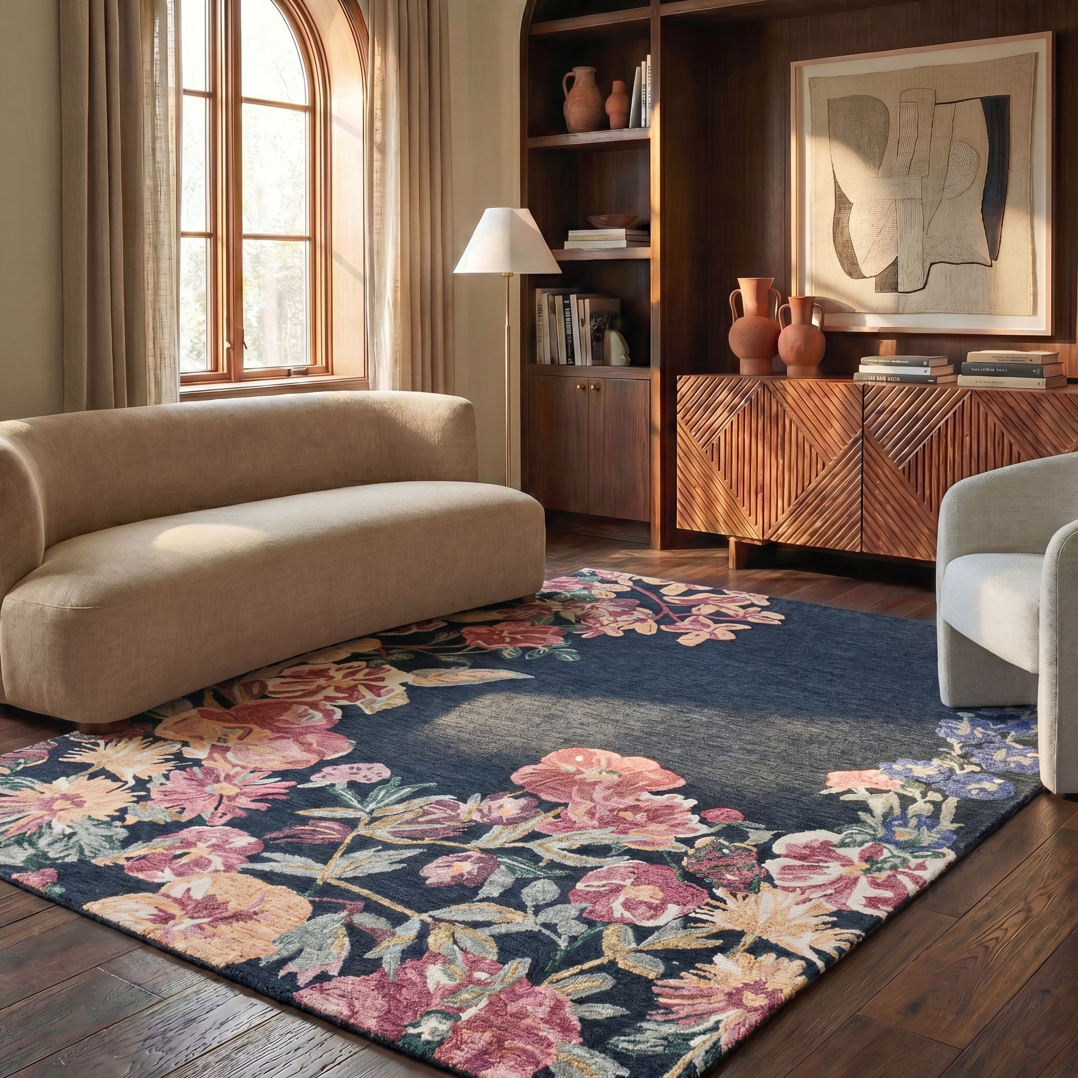 【アメリカ輸入】USA RUG / 花柄　R34 SAFAVIEH-Handmade-Jardin-