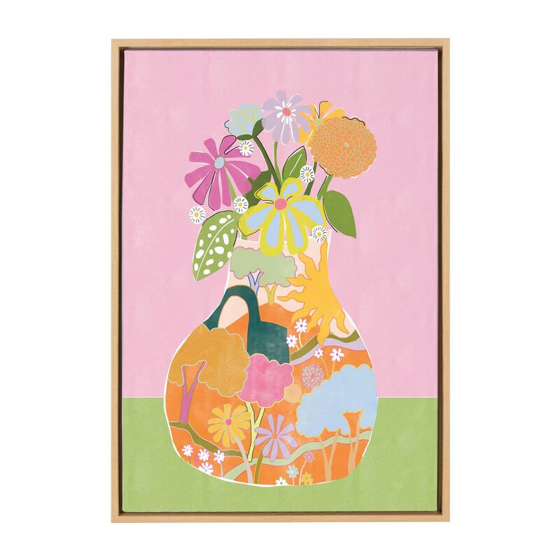 Kate and Laurel Sylvie Miracle Vase Framed Canvas by Alja Horvat - 23x33 - Plastic - Natural