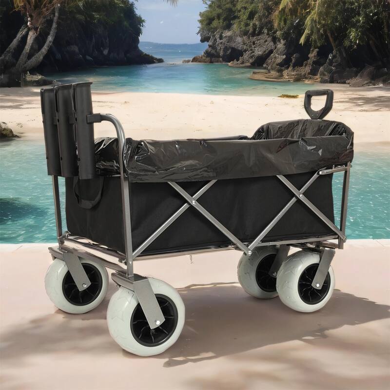 500lb Beach Wagon w/Rod Holders & Big Wheels - All-Terrain Steel Cart