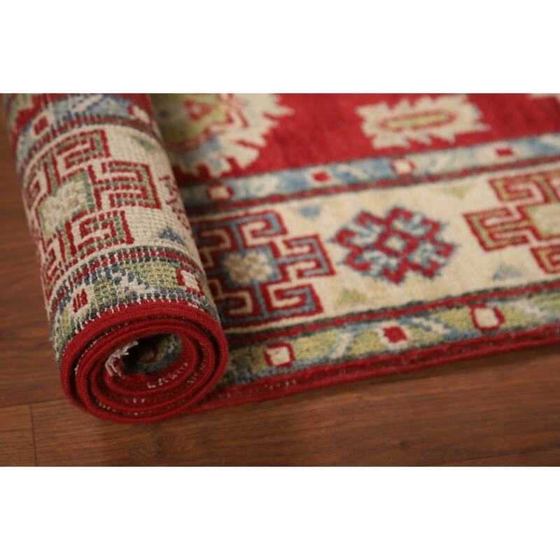 Red Kazak Foyer Rug Hand-Knotted Bedroom Wool Carpet - 2'9"x 4'3"